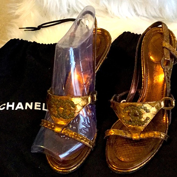 CHANEL Shoes - CHANEL GOLD SHOES , Size 38